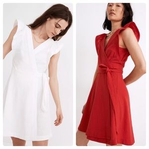 {Madewell} Ruffle Sleeve Wrap Mini Dress / M
